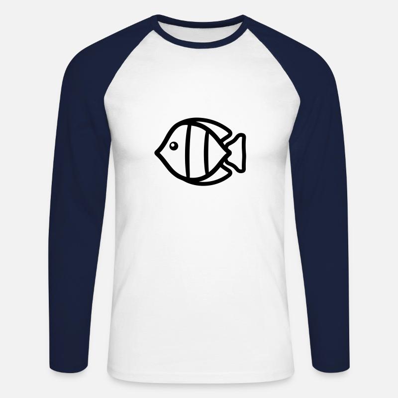 Fisch - Unisex Baseballshirt langarm - Weiß/Navy