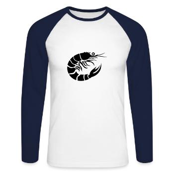 Crevette - T-shirt baseball manches longues Homme - blanc/marine - Devant - Nik (191cm)