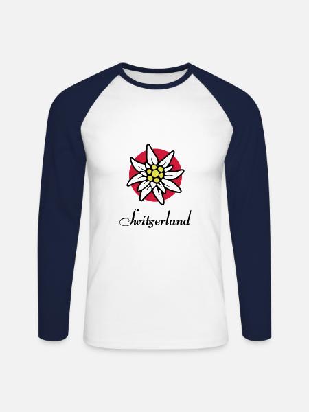 edelweiss - Unisex Long Sleeve Baseball T-Shirt - white/navy