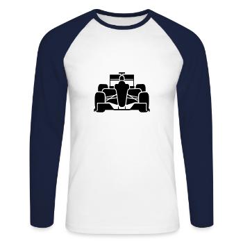 Voiture de course - T-shirt baseball manches longues Homme - blanc/marine - Devant - Nik (191cm)