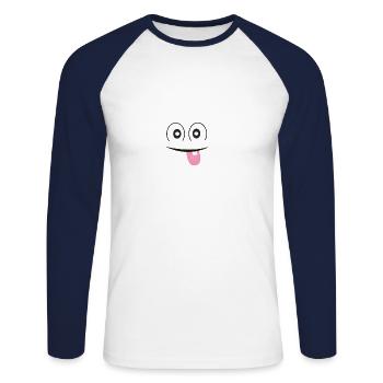 Fun - Unisex Long Sleeve Baseball T-Shirt - white/navy - Front - Nik (191cm)