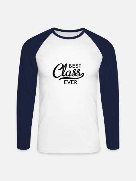 best class - Unisex Long Sleeve Baseball T-Shirt - white/navy