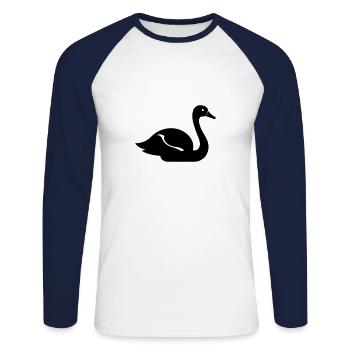 Cygne - T-shirt baseball manches longues Homme - blanc/marine - Devant - Nik (191cm)