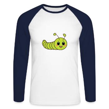 Raupen Insektenliebe Kleine Raupe - Unisex Baseballshirt langarm - Weiß/Navy - Vorne - Nik (191cm)