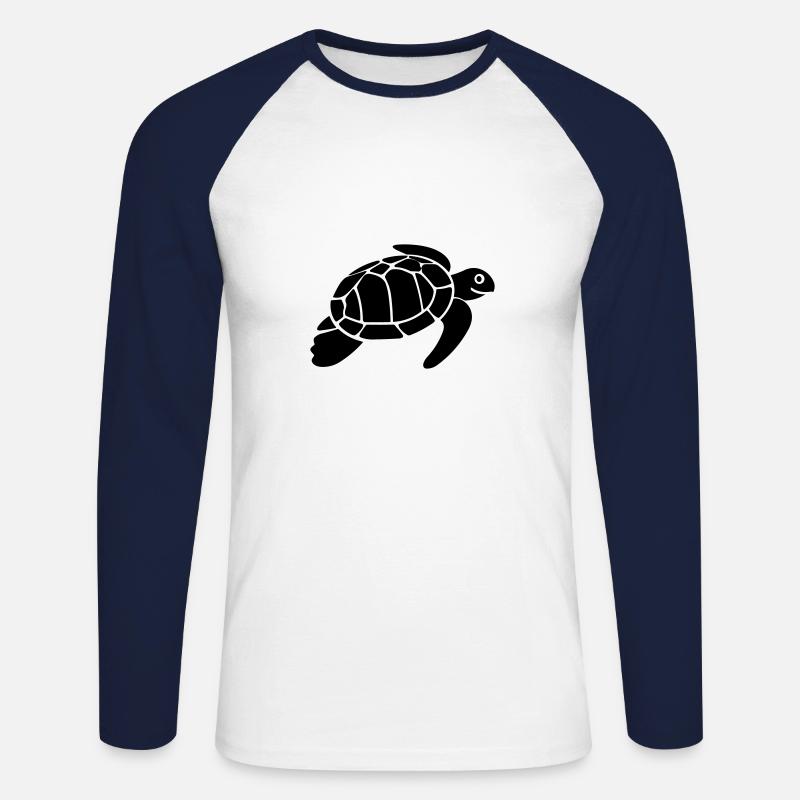 Schildkröte - Unisex Baseballshirt langarm - Weiß/Navy