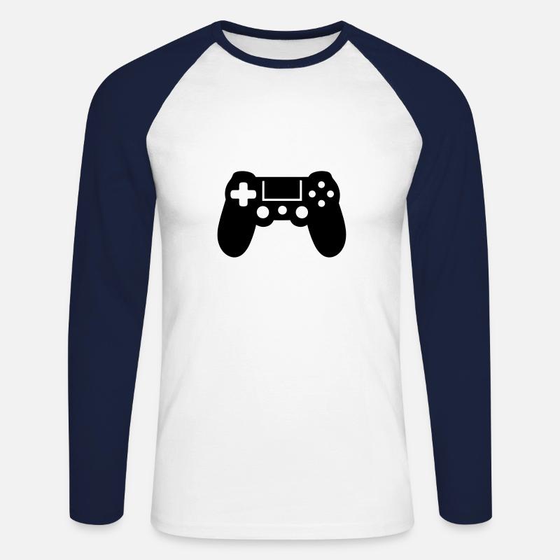 Videospiel-Controller - Unisex Baseballshirt langarm - Weiß/Navy