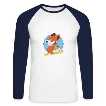 KOT AND GOUPI - Unisex Long Sleeve Baseball T-Shirt - white/navy - Front - Nik (191cm)