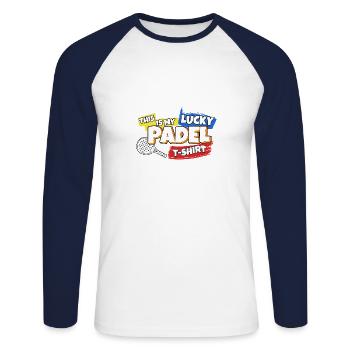 Raquette de padel Tennis Sport I Cadeau - T-shirt baseball manches longues Homme - blanc/marine - Devant - Nik (191cm)