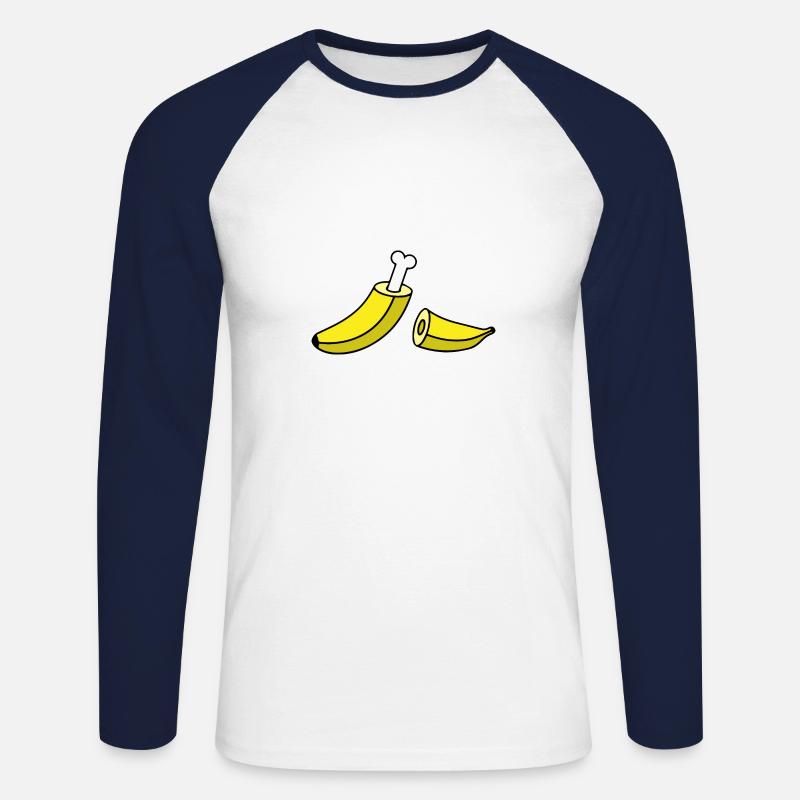 Banane mit Knochen - Unisex Baseballshirt langarm - Weiß/Navy
