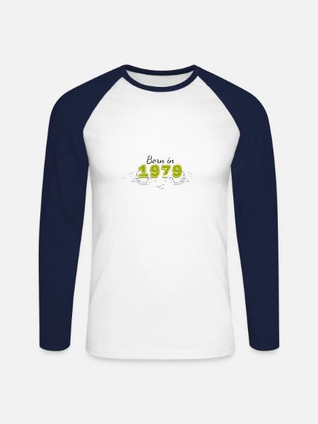 Born in 1979 - Unisex Long Sleeve Baseball T-Shirt - white/navy