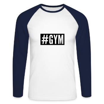 Gym - Unisex Baseballshirt langarm - Weiß/Navy - Vorne - Nik (191cm)
