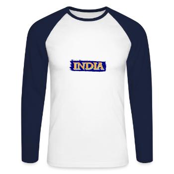 Inde Inde Hindu Pride Drapeau Pays I Cadeau - T-shirt baseball manches longues Homme - blanc/marine - Devant - Nik (191cm)