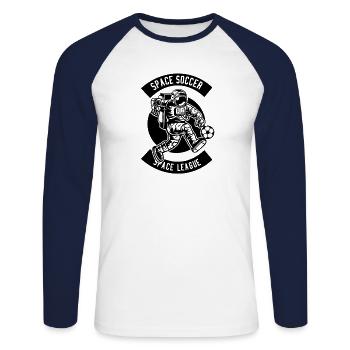 Idée de cadeau de conception astronaute football football - T-shirt baseball manches longues Homme - blanc/marine - Devant - Nik (191cm)