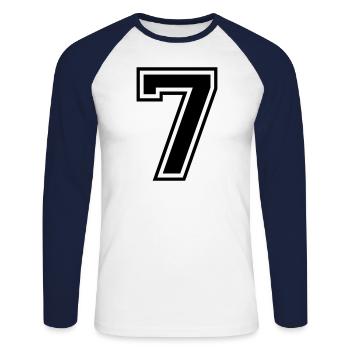 7 numéro sept chiffres numéro numéro numéro cadeau - T-shirt baseball manches longues Homme - blanc/marine - Devant - Nik (191cm)