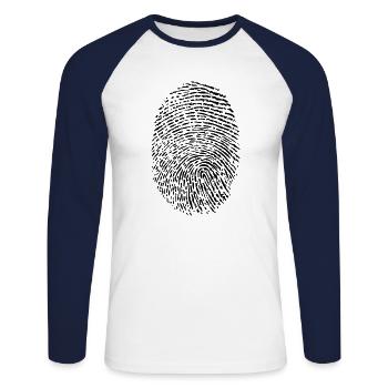 empreinte digitale - T-shirt baseball manches longues Homme - blanc/marine - Devant - Nik (191cm)