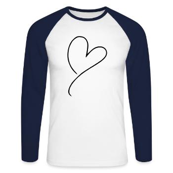 Émoji de coeur esquisse - T-shirt baseball manches longues Homme - blanc/marine - Devant - Nik (191cm)