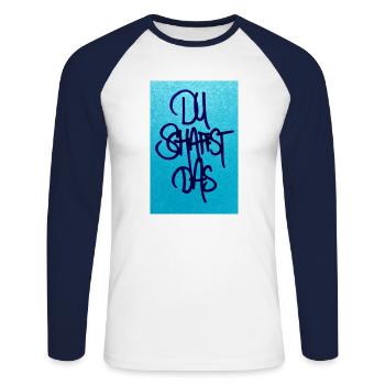 DU SCHAFFST DAS - Unisex Baseballshirt langarm - Weiß/Navy - Vorne - Nik (191cm)