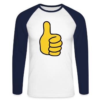 Emoji Pouce vers le haut Couleur de l’esquisse - T-shirt baseball manches longues Homme - blanc/marine - Devant - Nik (191cm)