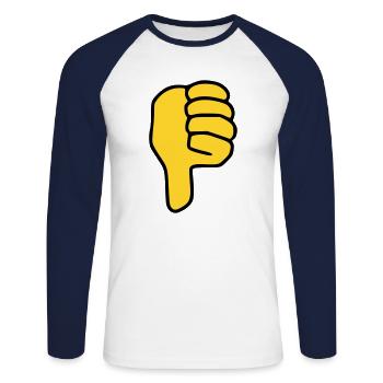 Emoji Thumbs Down Sketch Color - Unisex Long Sleeve Baseball T-Shirt - white/navy - Front - Nik (191cm)