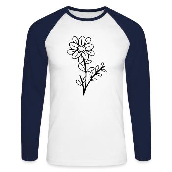 Flower drawing nature sketch black - Unisex Long Sleeve Baseball T-Shirt - white/navy - Front - Nik (191cm)