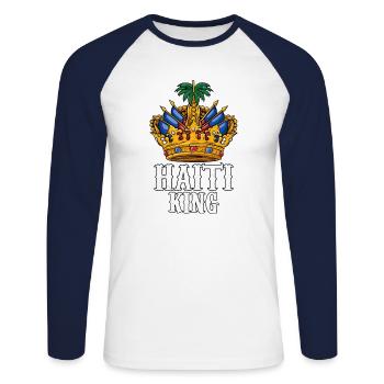 Haiti Haitianer Stolz Flagge Flaggentag I Geschenk - Unisex Baseballshirt langarm - Weiß/Navy - Vorne - Nik (191cm)