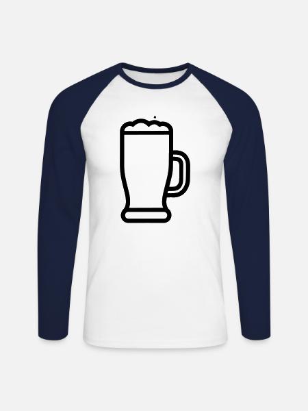 Bier - Unisex Baseballshirt langarm - Weiß/Navy