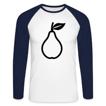 poire - T-shirt baseball manches longues Homme - blanc/marine - Devant - Nik (191cm)
