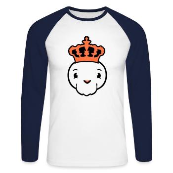 Bird King Crown Ruler Beard Old Kingdom - Unisex Long Sleeve Baseball T-Shirt - white/navy - Front - Nik (191cm)
