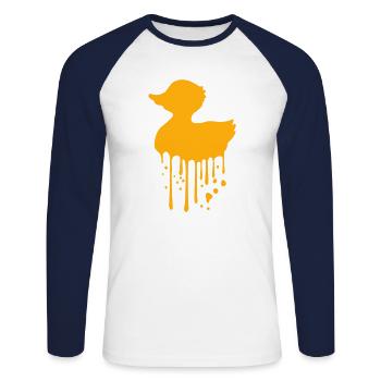 Rubber Duck Rubber Duck Water Drop Graffiti Fun - Unisex Long Sleeve Baseball T-Shirt - white/navy - Front - Nik (191cm)