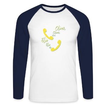 Elio et Oliver | Appelle-moi par ton nom | film - T-shirt baseball manches longues Homme - blanc/marine - Devant - Nik (191cm)