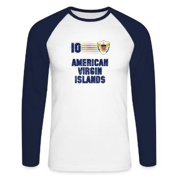 Équipe de football des îles Vierges américaines - T-shirt baseball manches longues Homme - blanc/marine - Devant - Nik (191cm)