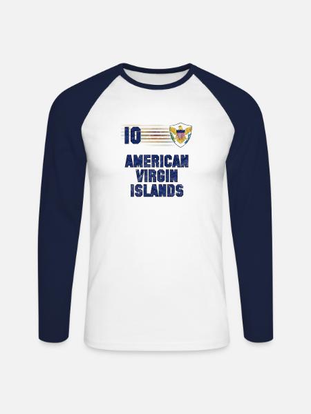 U.S. Virgin Islands Soccer Team - Unisex Long Sleeve Baseball T-Shirt - white/navy