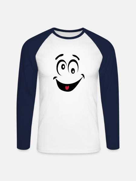 smiley dingue1 - T-shirt baseball manches longues Homme - blanc/marine