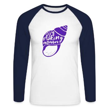 Magical mussel Just ask again - Unisex Long Sleeve Baseball T-Shirt - white/navy - Front - Nik (191cm)