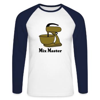Mix Master - Unisex Long Sleeve Baseball T-Shirt - white/navy - Front - Nik (191cm)