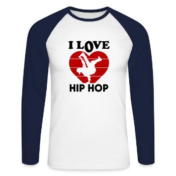 I Love Hip Hop Ich liebe Hip Hop Dancing Tanzen - Unisex Baseballshirt langarm - Weiß/Navy - Vorne - Nik (191cm)