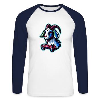 Gambling Goat with Gamepad Gamer - Unisex Long Sleeve Baseball T-Shirt - white/navy - Front - Nik (191cm)