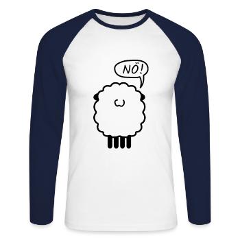Schaf Nö! Design Geschenk - Unisex Baseballshirt langarm - Weiß/Navy - Vorne - Nik (191cm)