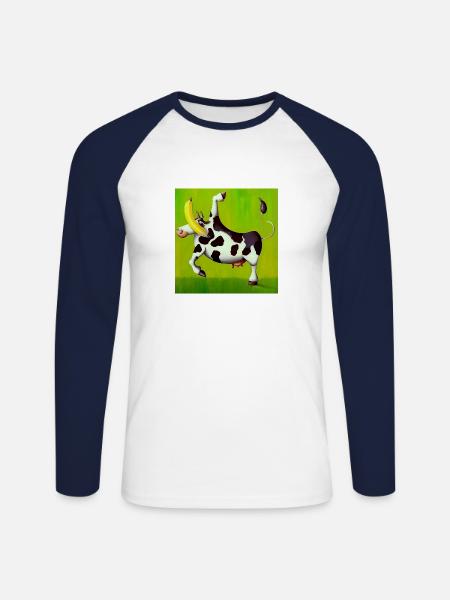 GROSSE BANANE 7, - Unisex Baseballshirt langarm - Weiß/Navy
