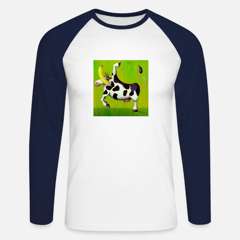 GROSSE BANANE 7, - Unisex Baseballshirt langarm - Weiß/Navy