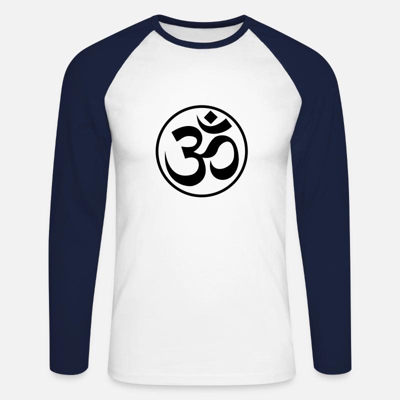 OM Zeichen GOA - Unisex Baseballshirt langarm - Weiß/Navy