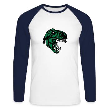 Tyrannosaurus t Rex Dinosaurier Rex - Unisex Baseballshirt langarm - Weiß/Navy - Vorne - Nik (191cm)