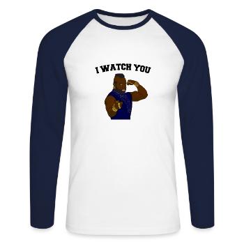 Barracuda - I watch you - Unisex Long Sleeve Baseball T-Shirt - white/navy - Front - Nik (191cm)