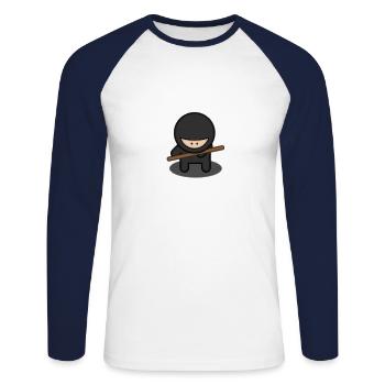 Ninja Staff - Unisex Long Sleeve Baseball T-Shirt - white/navy - Front - Nik (191cm)