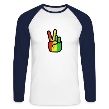 SIGNE DE PAIX RASTA - T-shirt baseball manches longues Homme - blanc/marine - Devant - Nik (191cm)