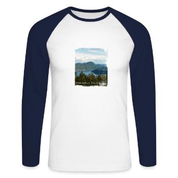 île de vancouver - T-shirt baseball manches longues Homme - blanc/marine - Devant - Nik (191cm)