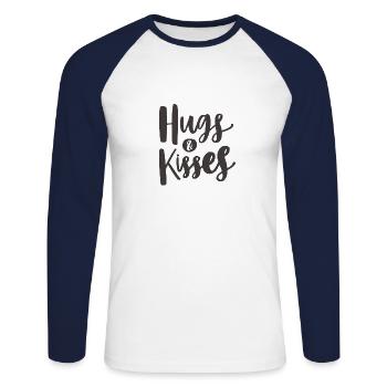 HUGS & KISSES - Unisex Baseballshirt langarm - Weiß/Navy - Vorne - Nik (191cm)