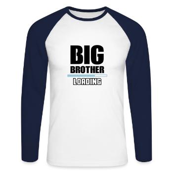big brother loading 2 - Unisex Long Sleeve Baseball T-Shirt - white/navy - Front - Nik (191cm)