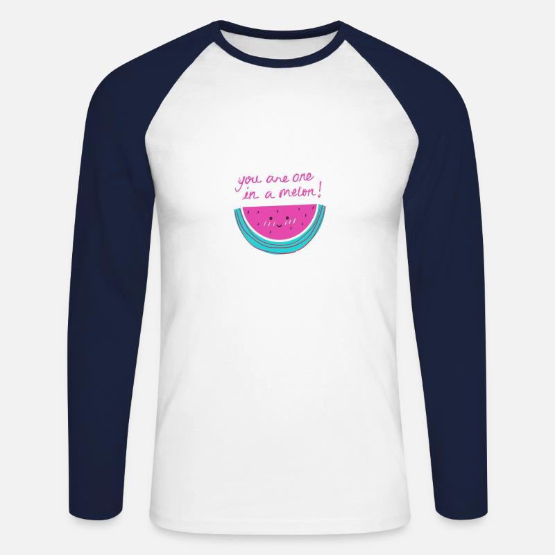 Wassermelone mit Satz - Unisex Baseballshirt langarm - Weiß/Navy