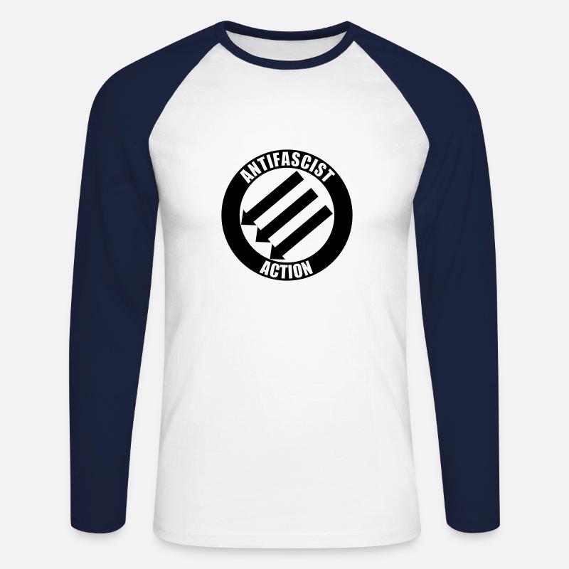 Azione antifascista - Maglia da baseball a manica lunga da uomo - bianco/navy